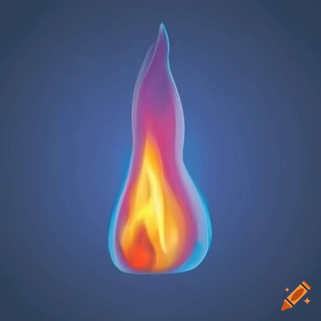 Artificial flame on a hard blue background