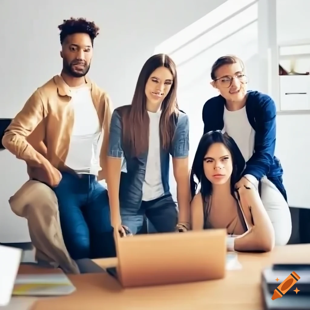 Group of people in casual clothes sitting around a workplace