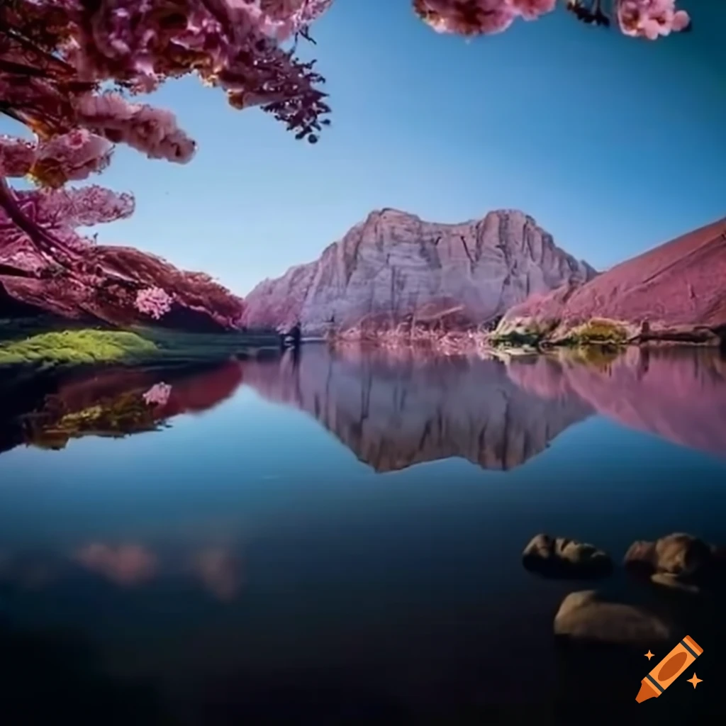 Japanese Cherry Trees by Saltwater Mountain Lake