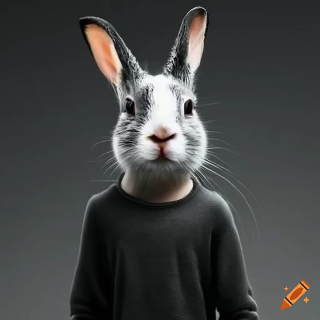 Rabbit with human-like features on Craiyon