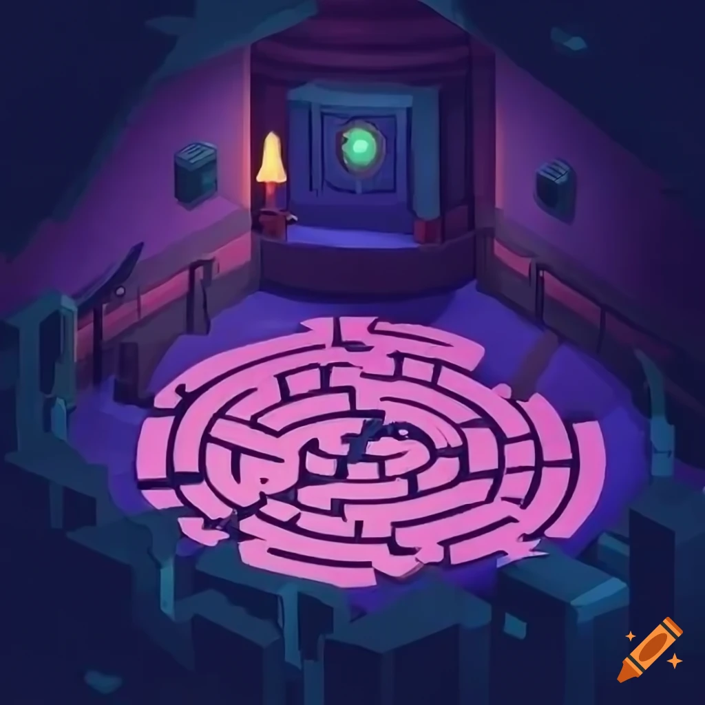 Mysterious labyrinth with dangers and riddles for brave adventurers in ...