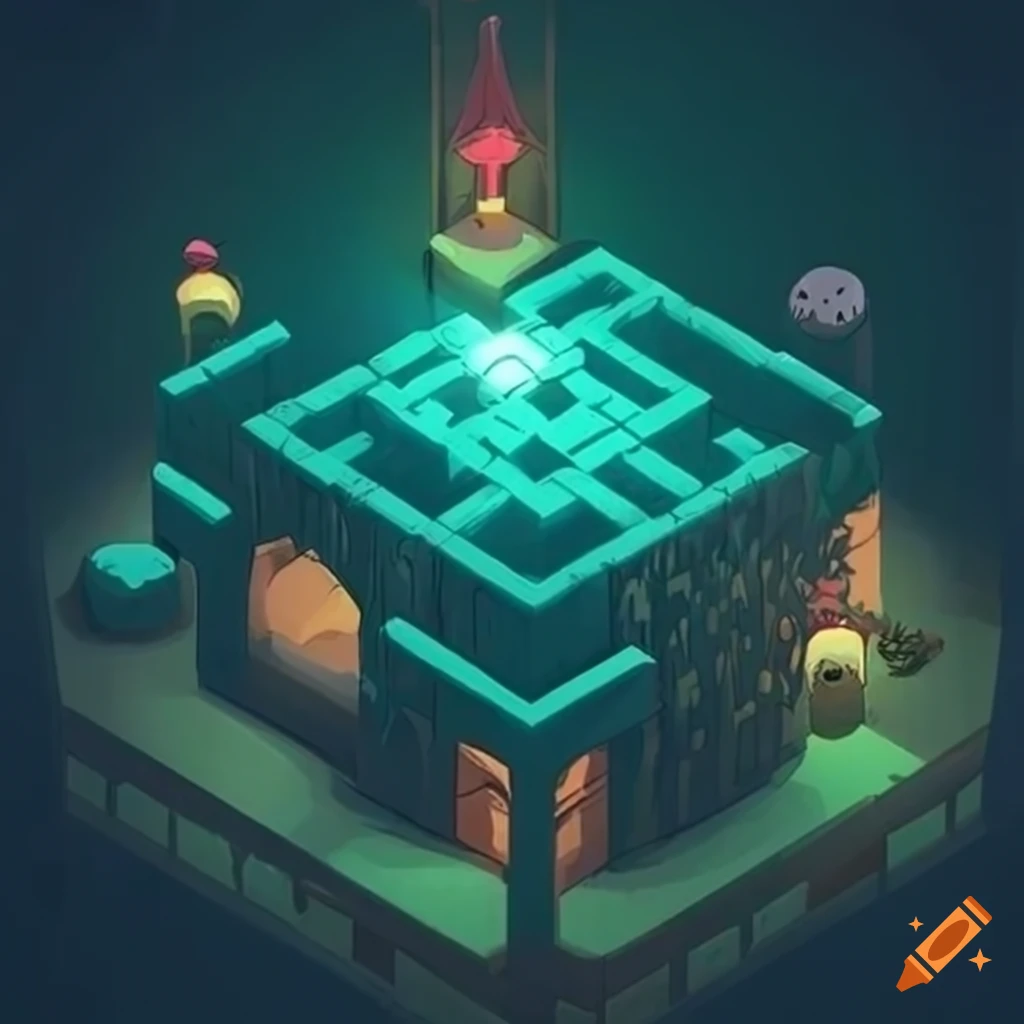 Mysterious labyrinth with dangers and riddles for brave adventurers in ...