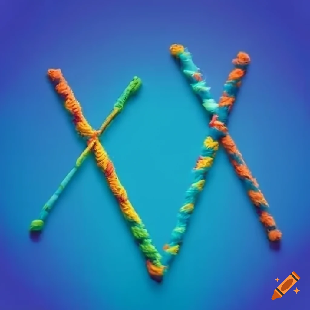 Knitting sticks with pixelated background