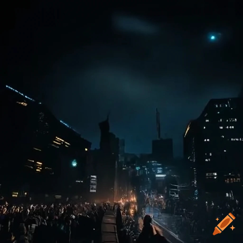 Panicked crowd fleeing city in chaos