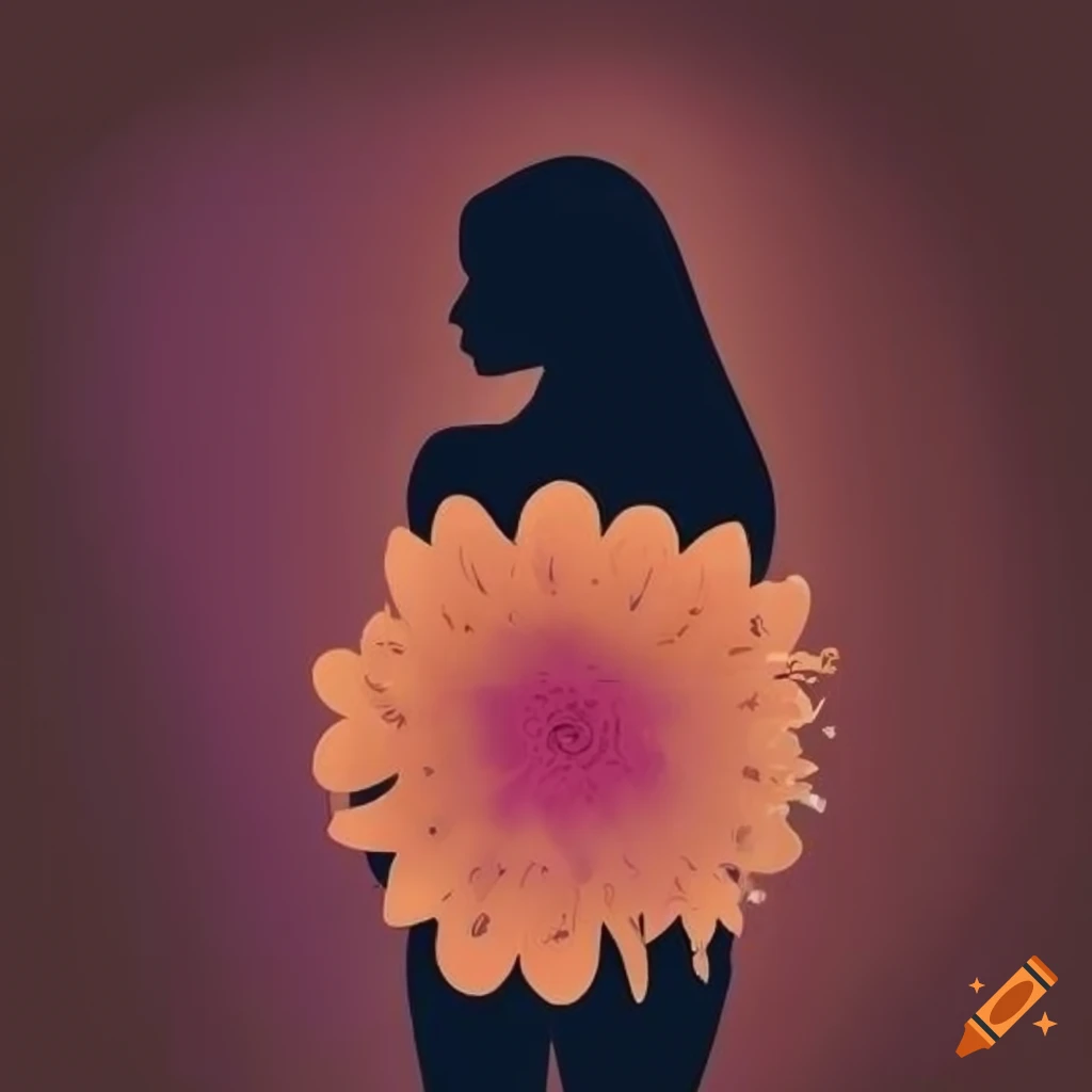 Empowering postcard design with flowers and female silhouette on a cozy background