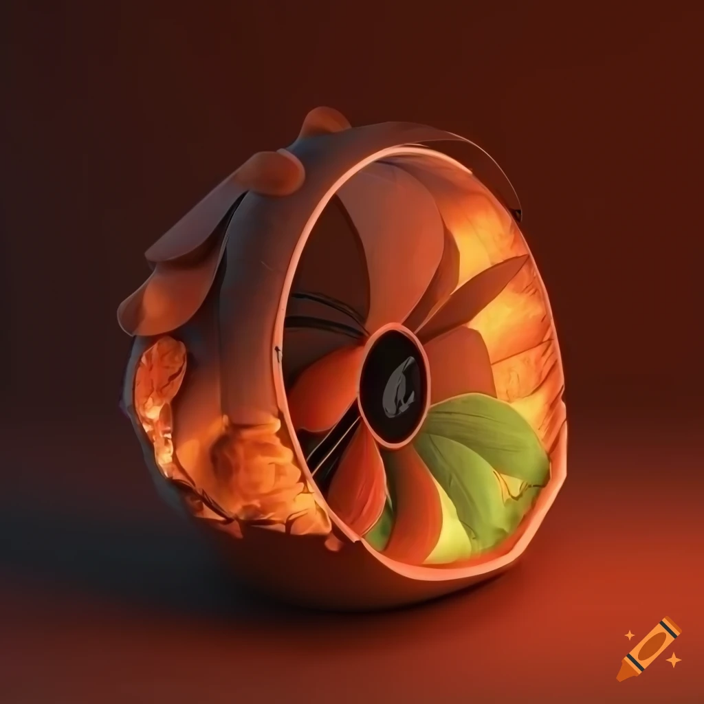 Detail of a computer fan grill cover with natureinspired design in a