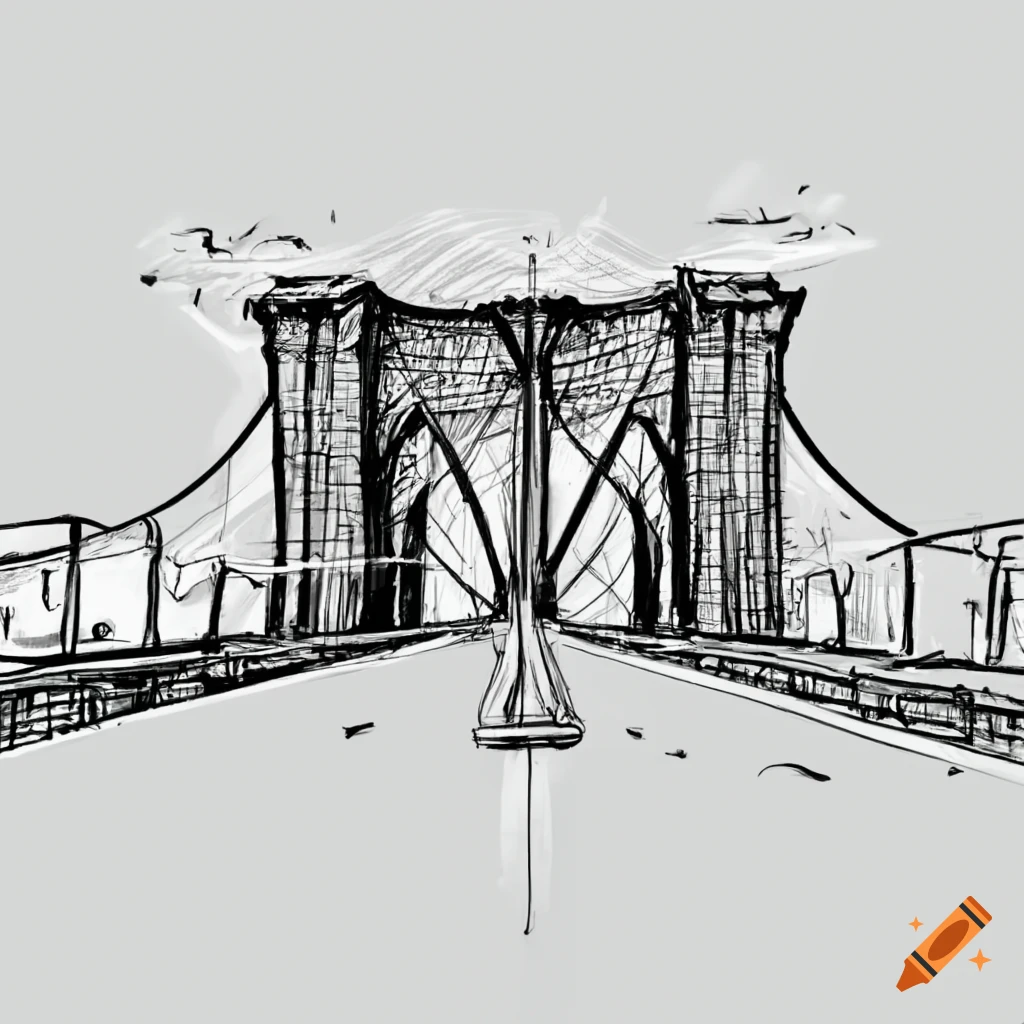 Cartoon style Brooklyn Bridge illustration