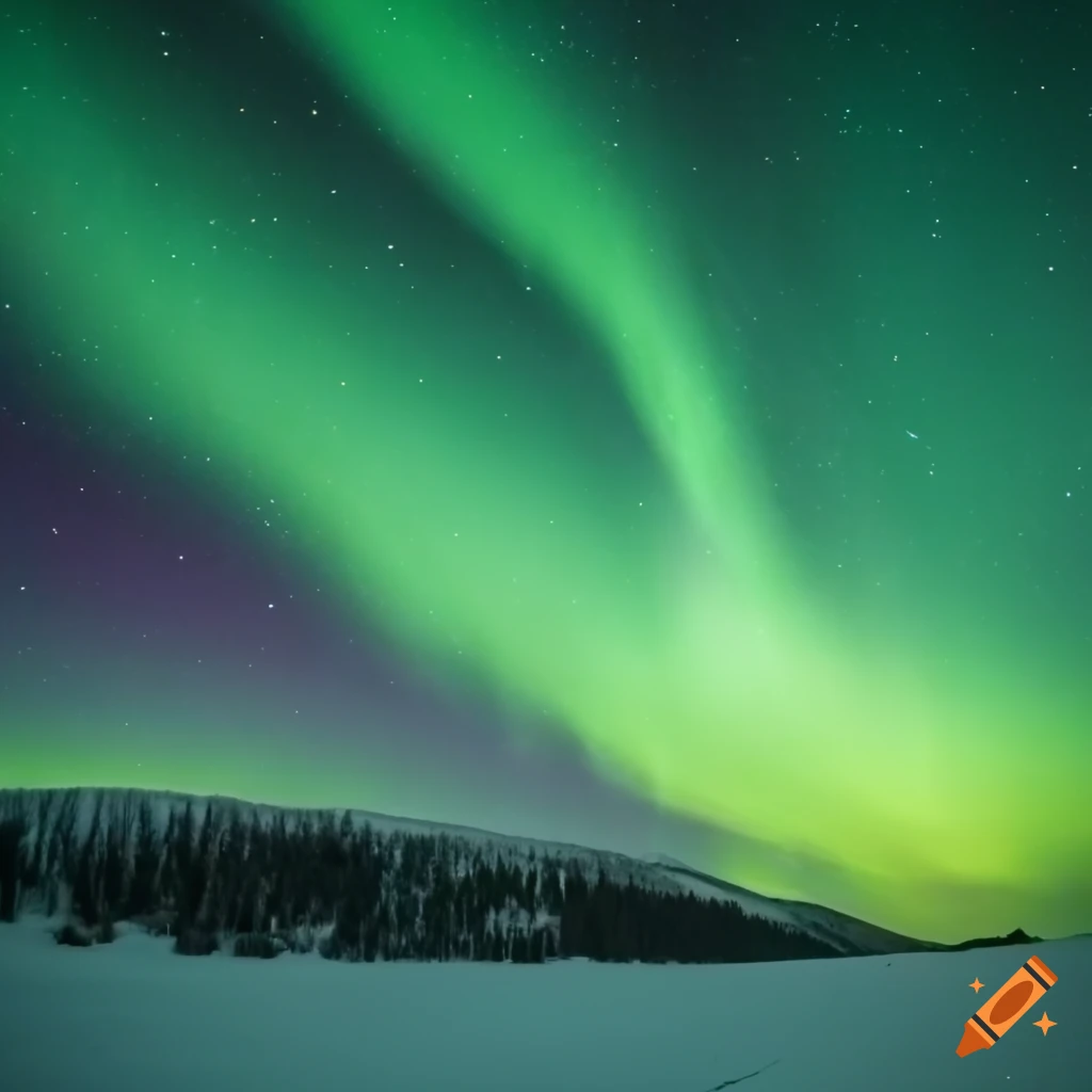 Northern lights over a ski resort at night