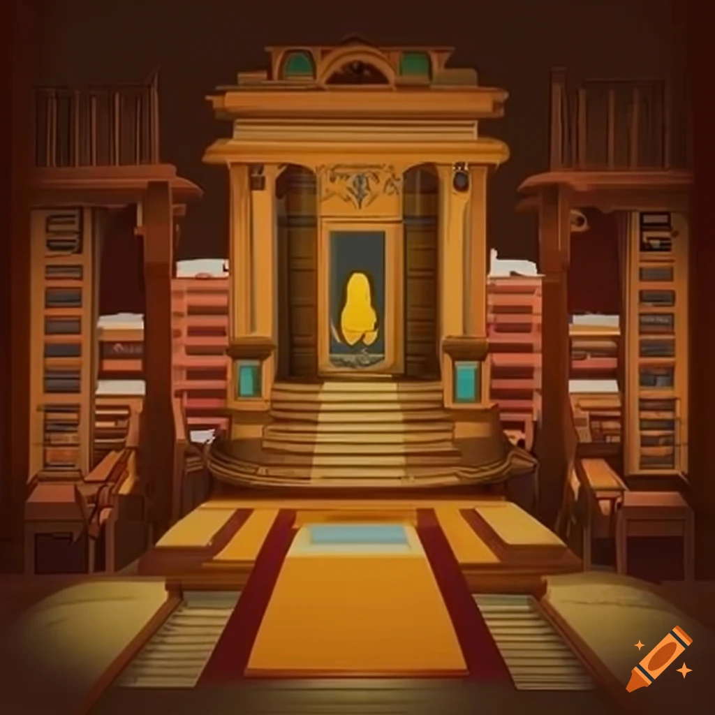 Isometric ancient Egypt library props in The Simpsons style