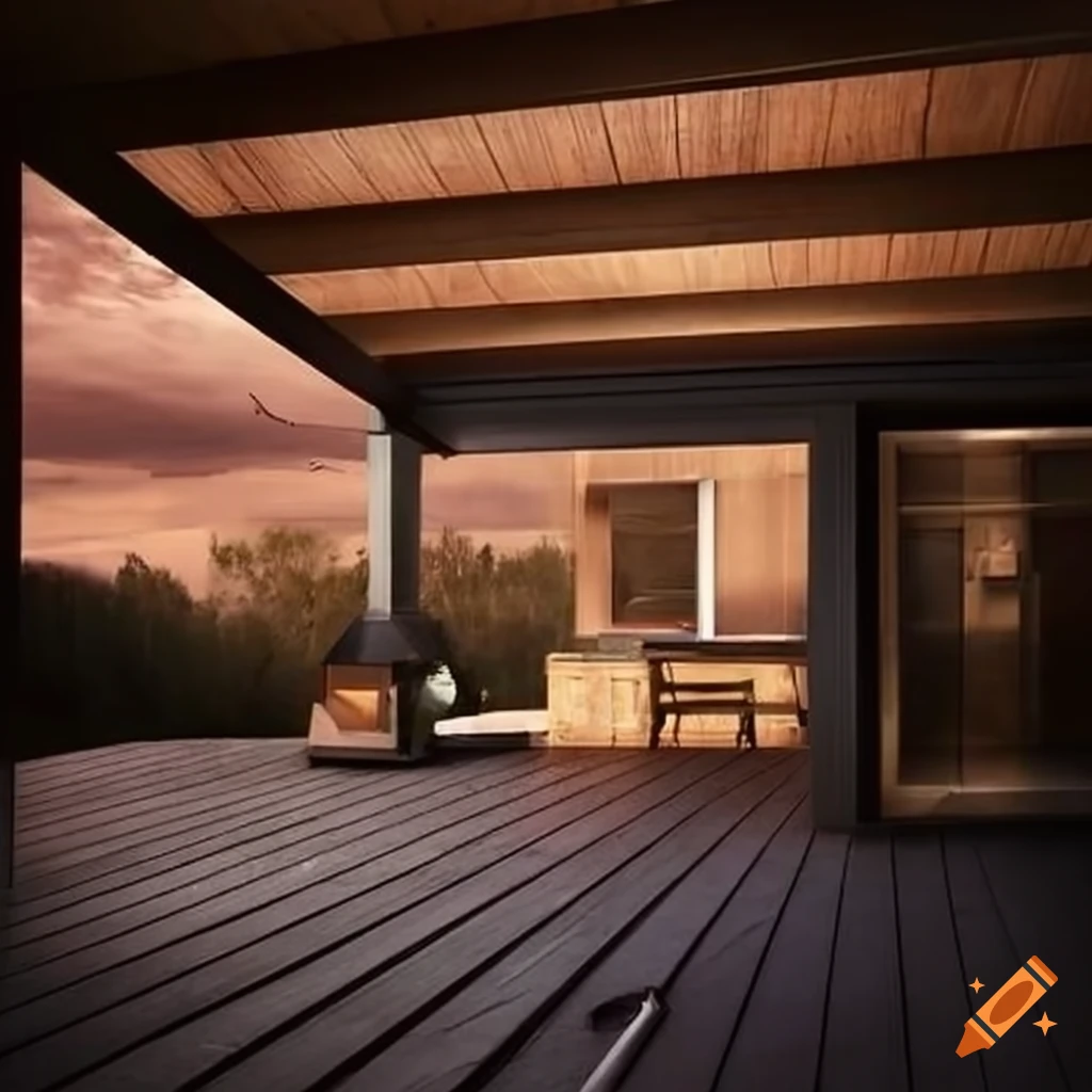 House with a fully covered rooftop deck and outdoor kitchen