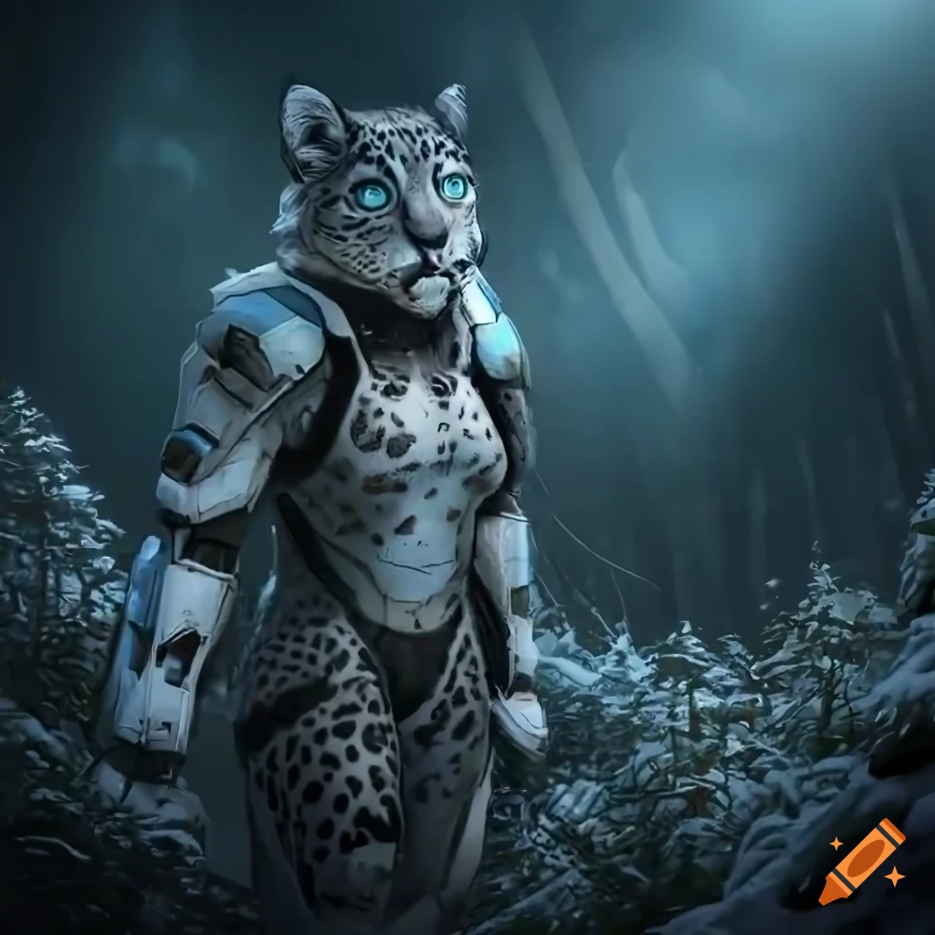 その他 Steampunk Snow Leopard Robotic Snow Leopard Cyborg in Photorealistic Sci- - AI Art
