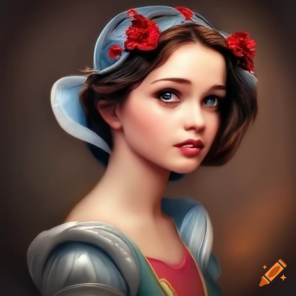 Snow white playing piano in an elegant and detailed portrait