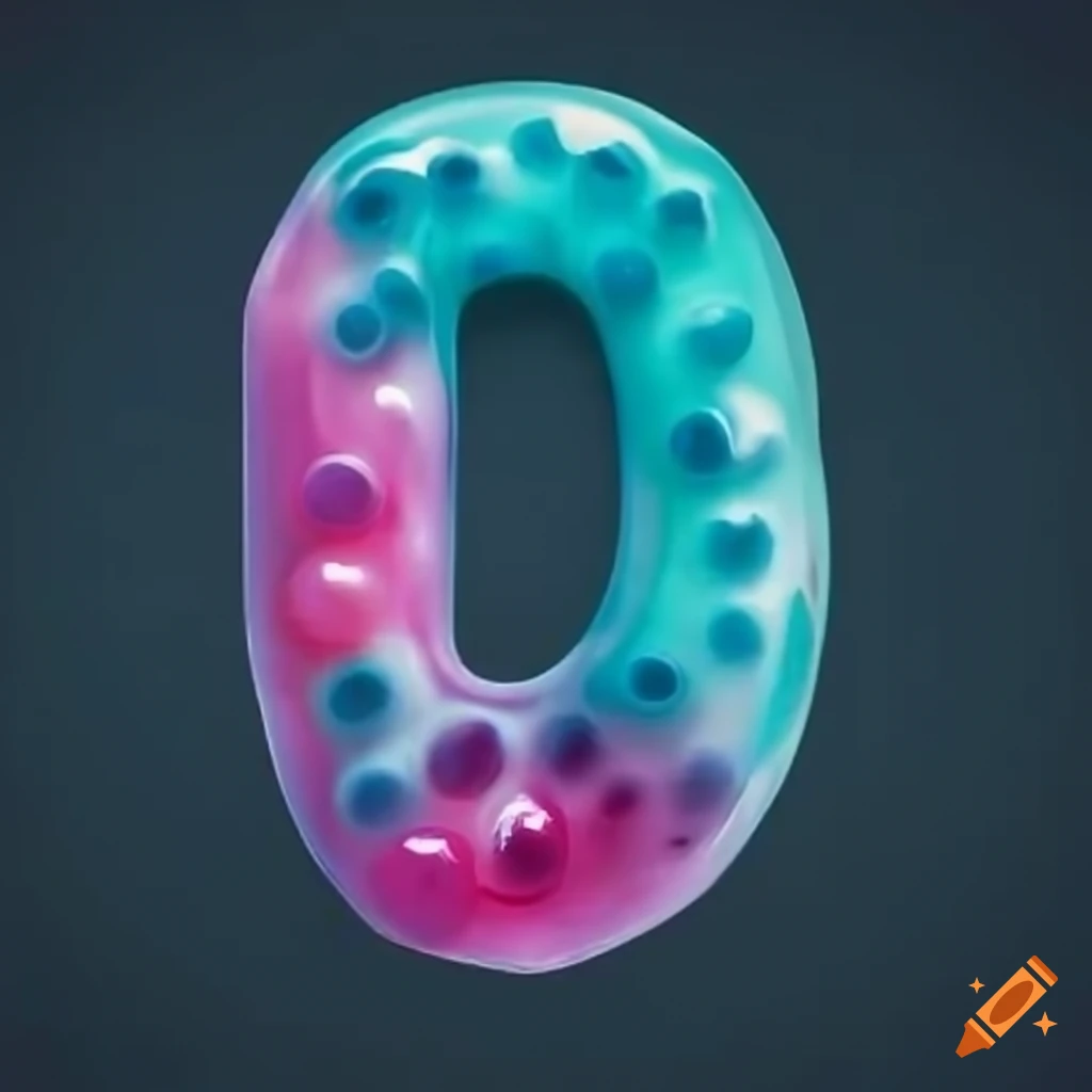 Letter W made of jelly with boba