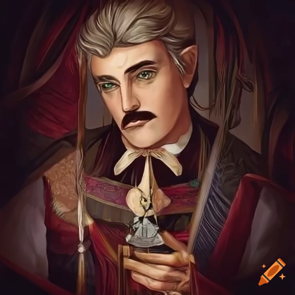 Male diplomat tarot card illustration