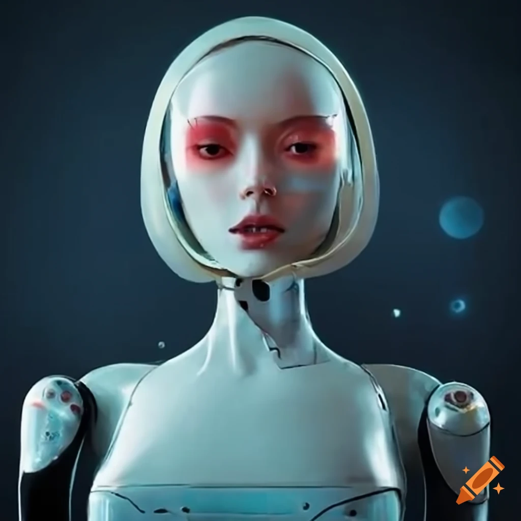 Female organic robot in japanese retro futurism style by asimov on Craiyon