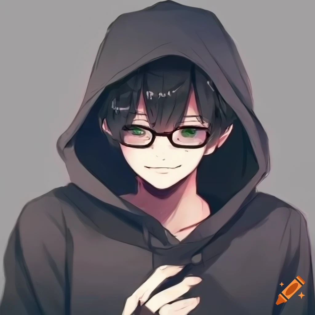 anime guy with green eyes and glasses