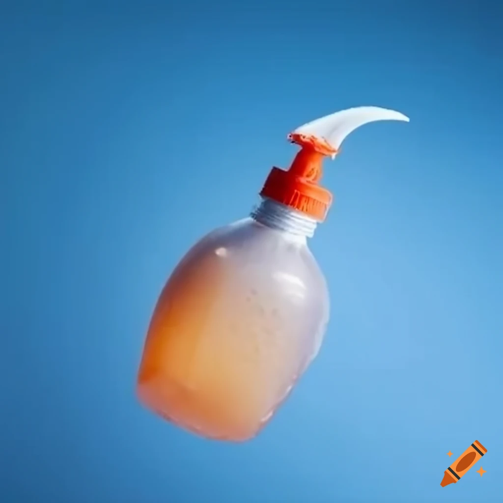 Shampoo pouring from an upsidedown bottle on Craiyon