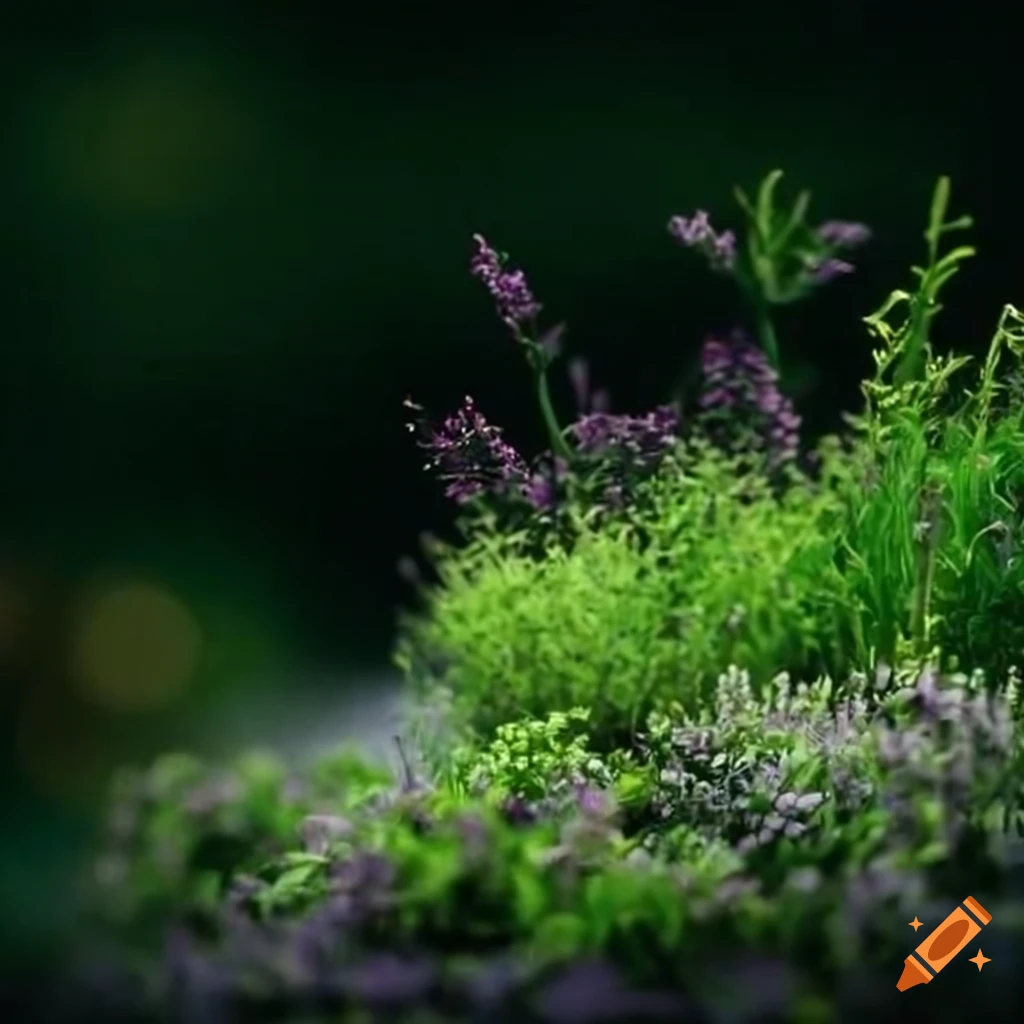 Herb garden with rosemary, thyme, oregano, and sage
