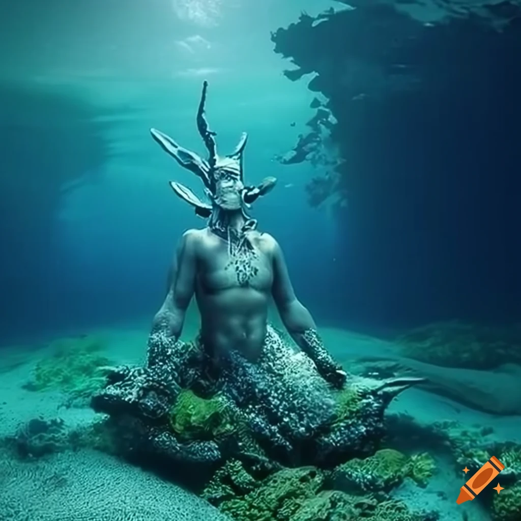 Undersea God Bubble Rising Deep Blue Sea Underwater