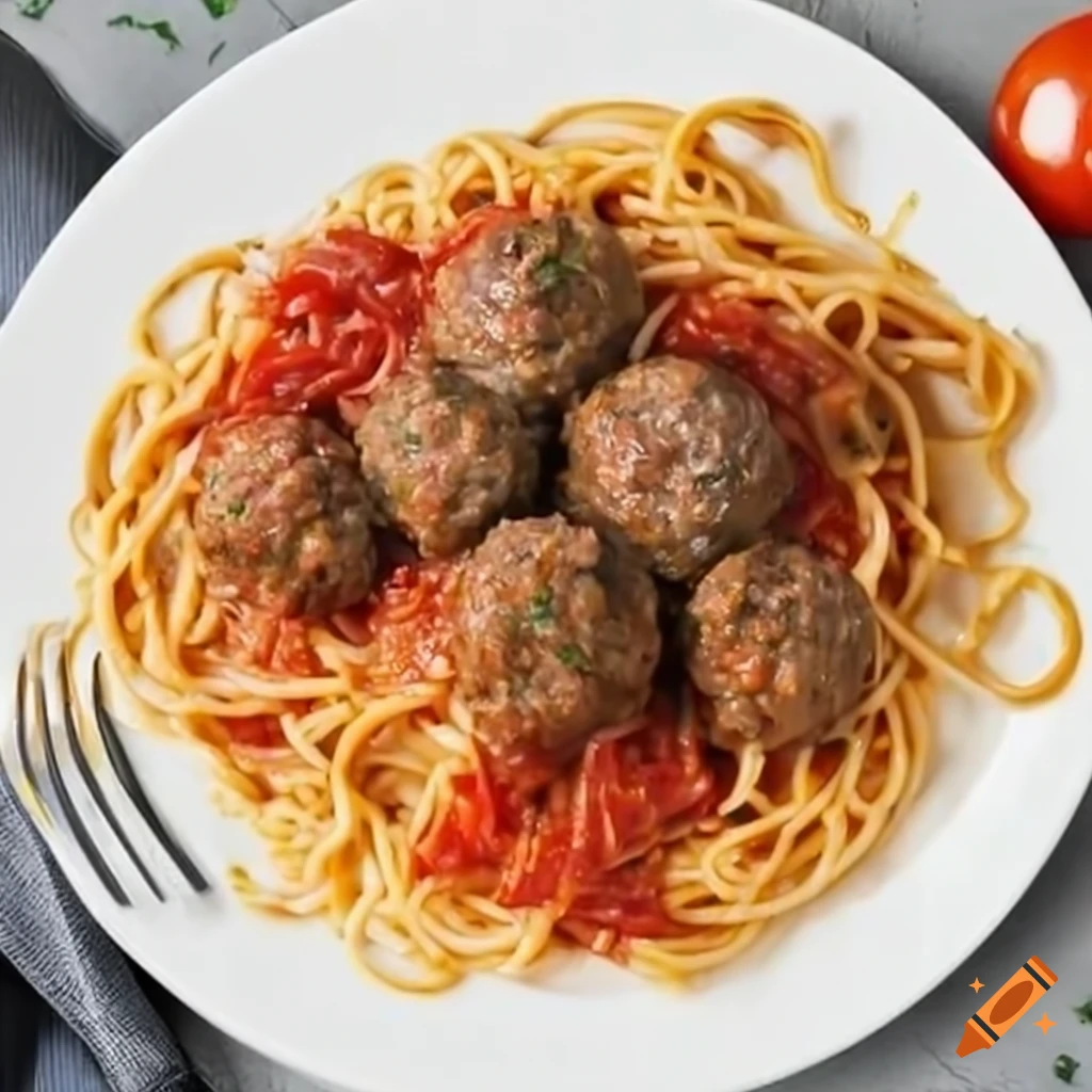 Delicious plate of spaghetti and meatballs