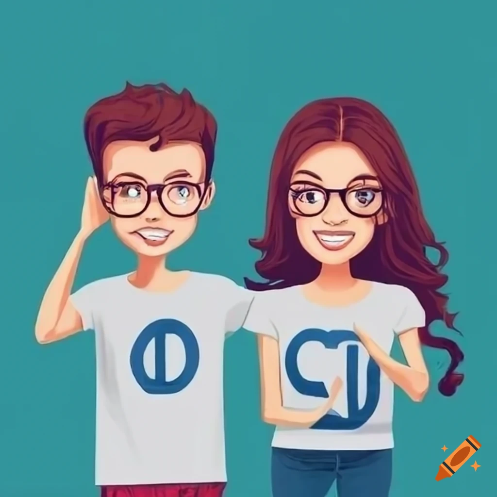 Couple wearing t and d t shirts on craiyon