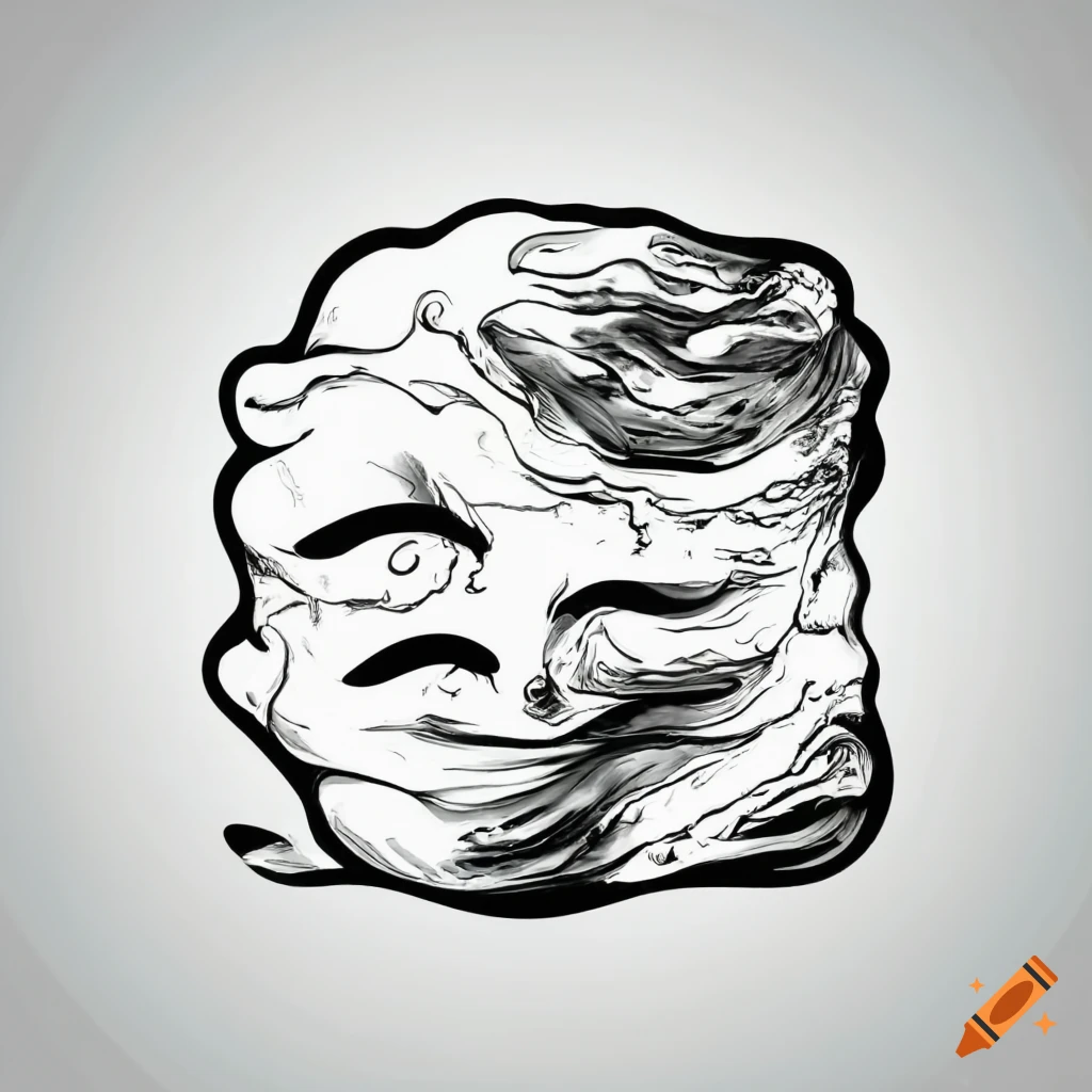 Water elemental card icon in black and white