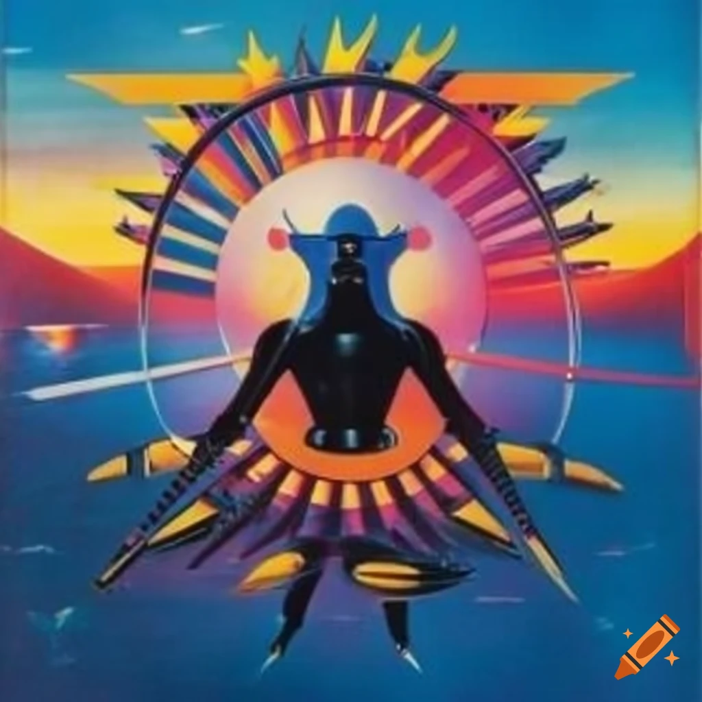 1980s utopian futurist science fiction movie poster for "Lochan Lunn Dà Bhrà"