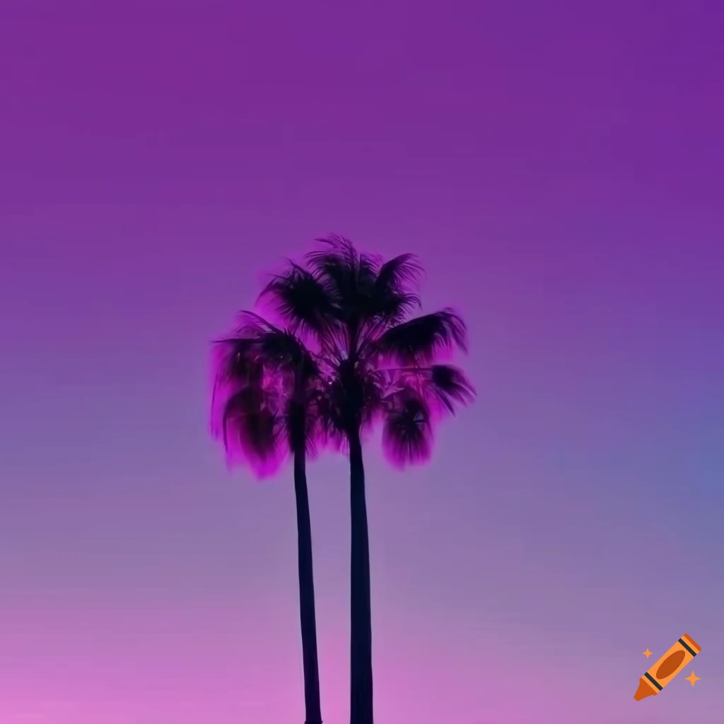 Palm Tree With City Background In Purple Color Scale And Number 22 In Palm tree with city background in purple color scale and number 22 in