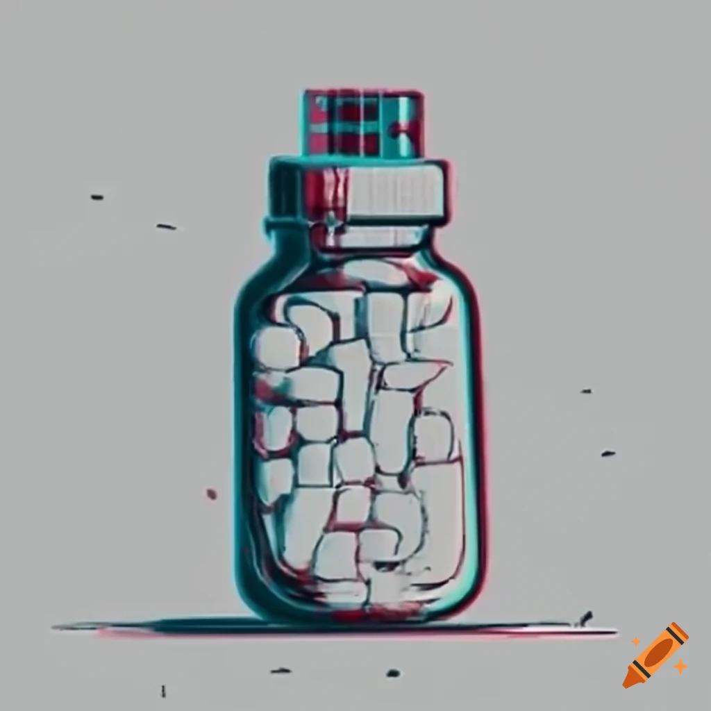 Glitchy photo of pills in a bottle