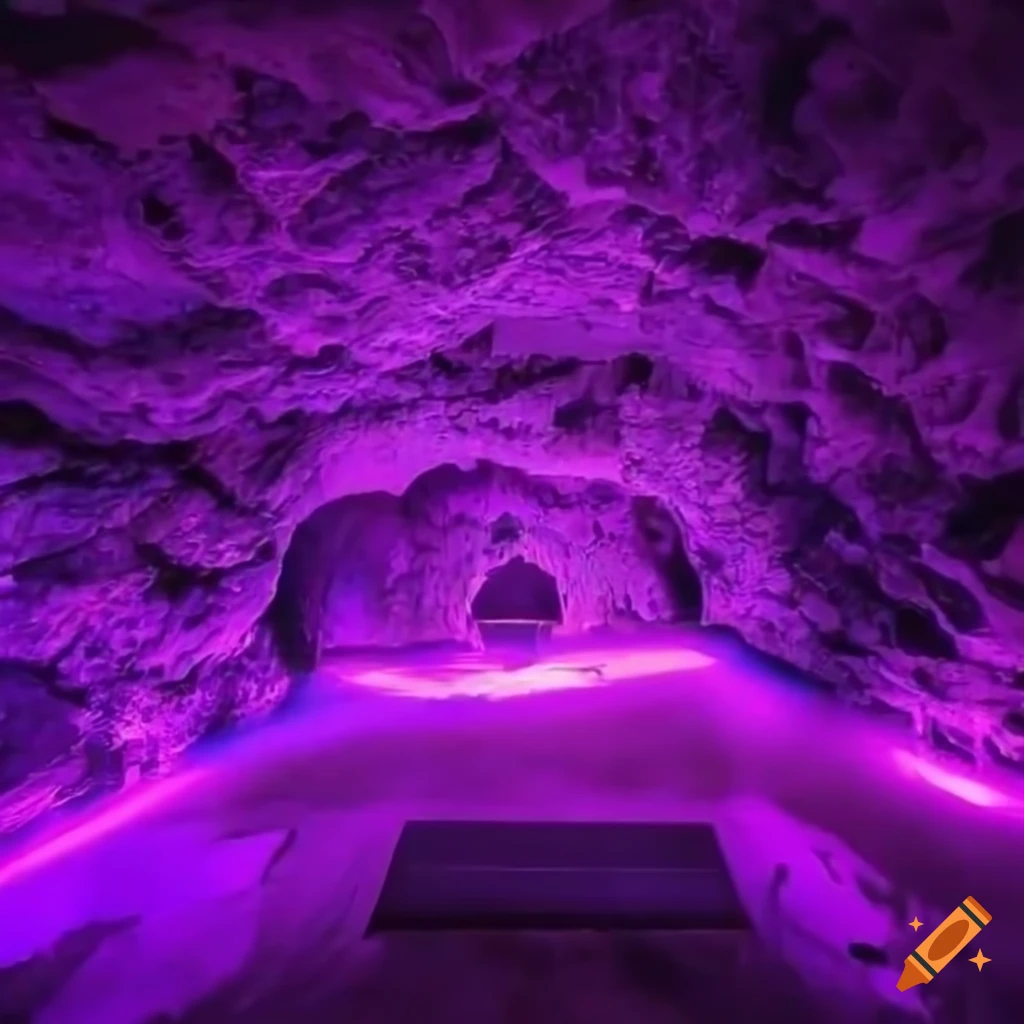 Underground cave battle stadium with pink glow