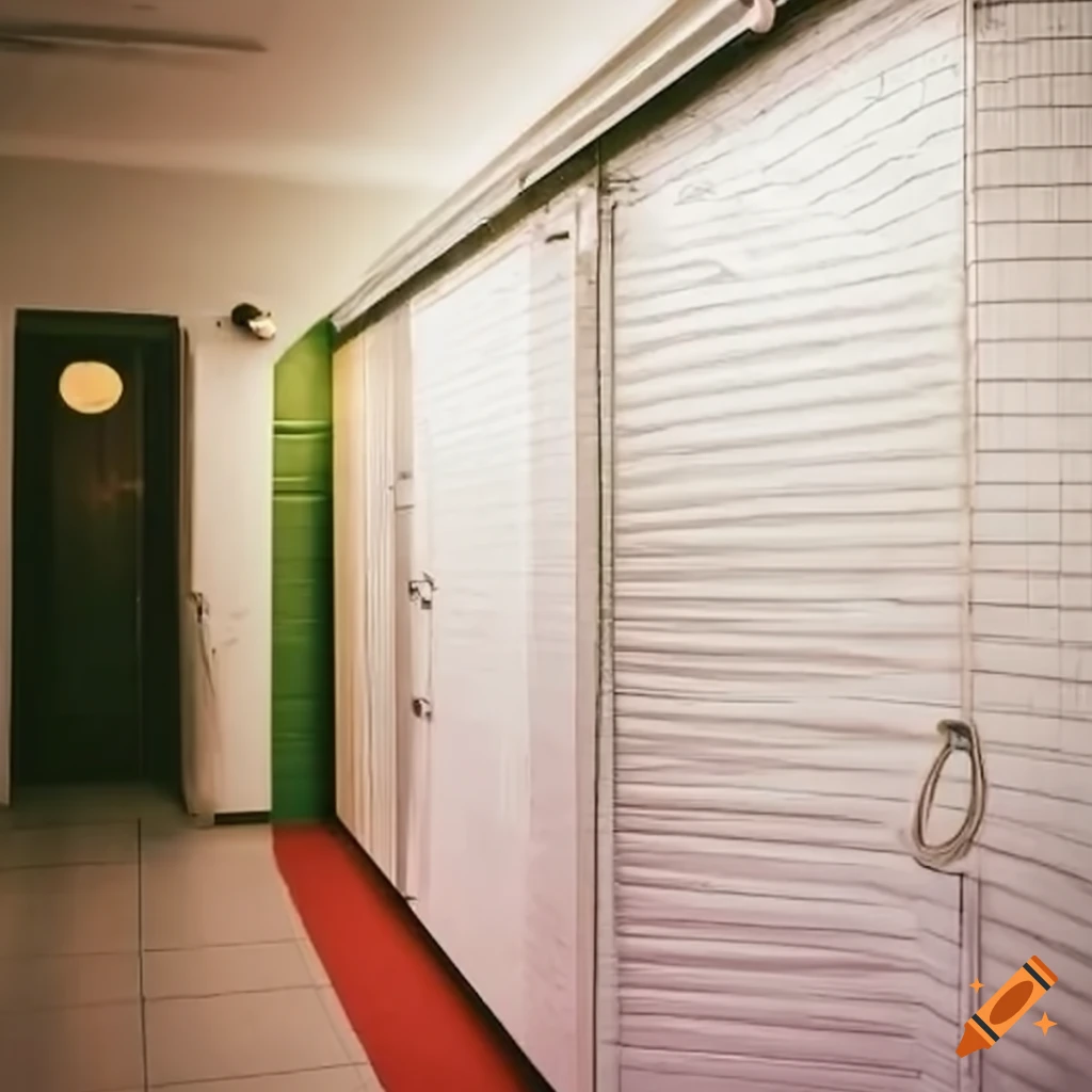 Mazelike public bathroom stalls on craiyon