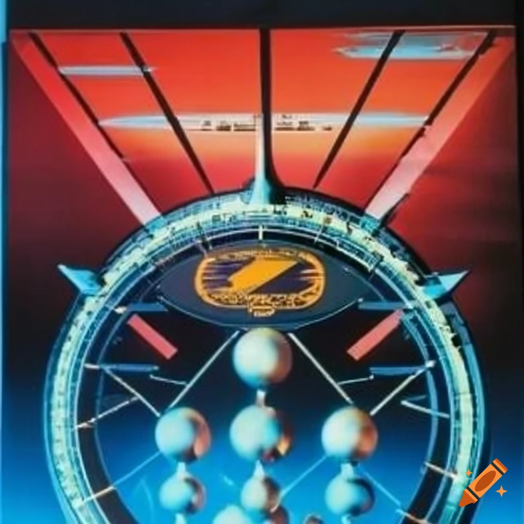1980s utopian futurist science fiction movie poster for "Lochan Lunn Dà Bhrà"