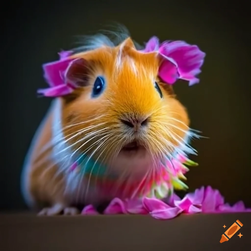 Cuddly Guinea Pig With Colorful Ribbons And Flowers On Craiyon