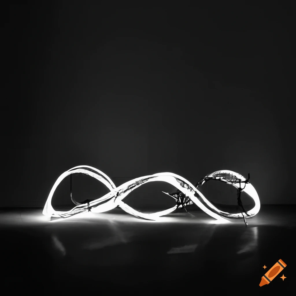 Light art installation in black and white