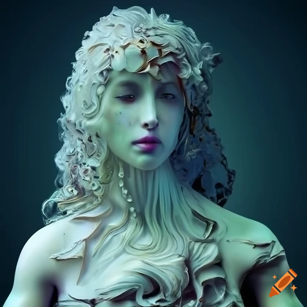 Sculpted 4K ultra HD quality veined marble figures with cinematic lighting