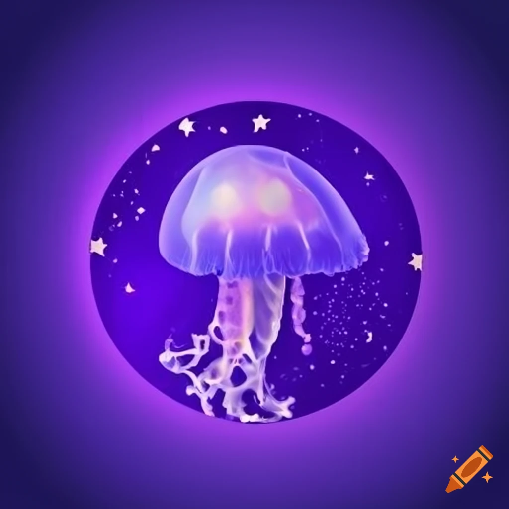 Purple jellyfish with star polka dots - logo for art business