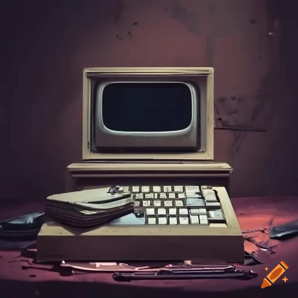 Computer terminal in a messy room on Craiyon