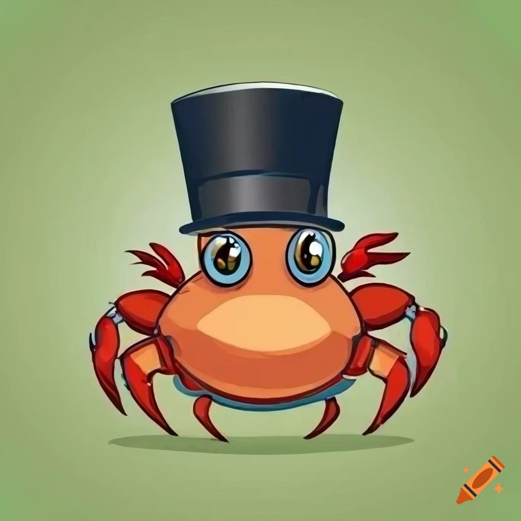 Humorous crab in top hat holding an Orlando sign in cartoon style