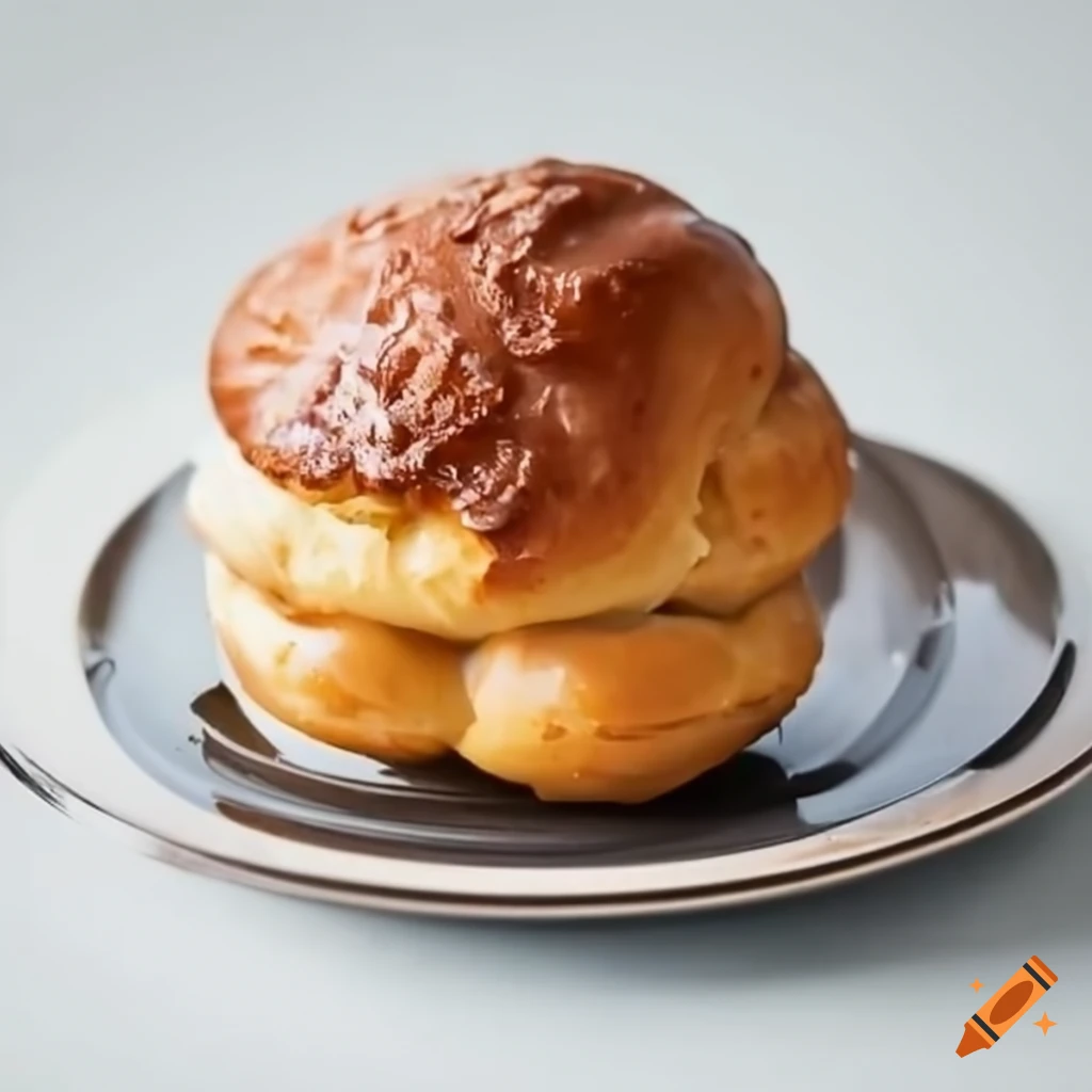Stuffed profiterole on a plate
