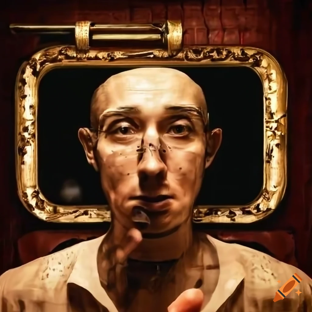 Man's reflection in a barroom mirror