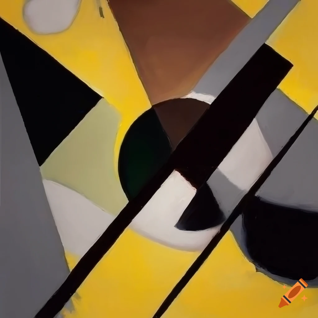 Abstract art with geometric shapes and splashes of color in Kandinsky oil painting style