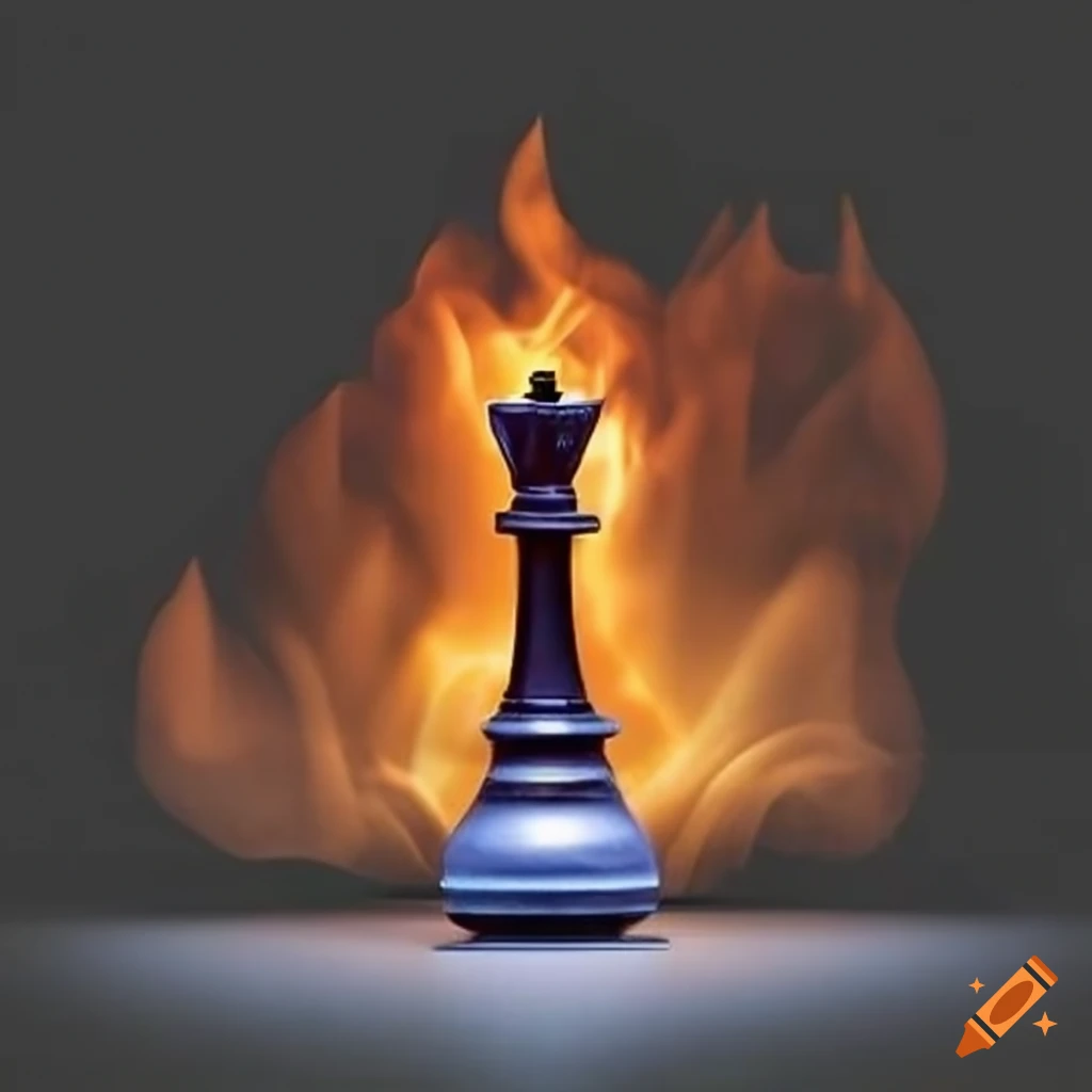 Burning king chess piece