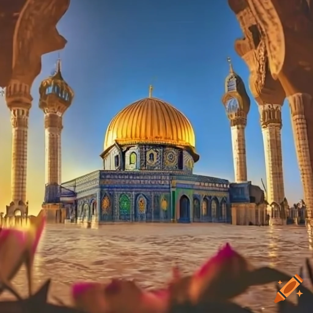 Ramadan decor and flowers in Al-Aqsa Mosque