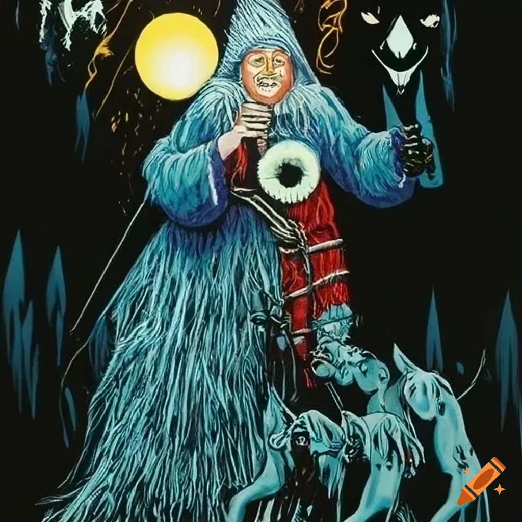 Baba Yaga Tarot Card Serigraph with various cultural motifs and designs