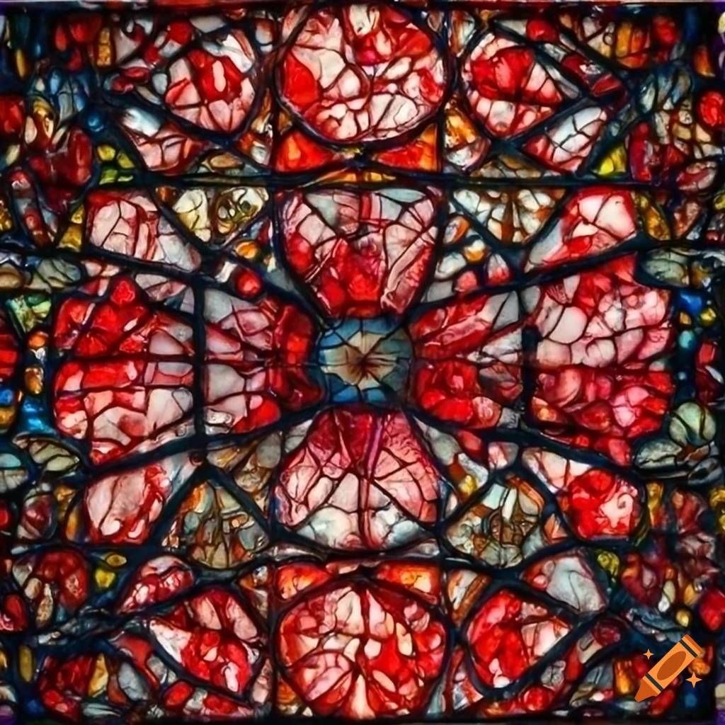 Red stained glass design on Craiyon