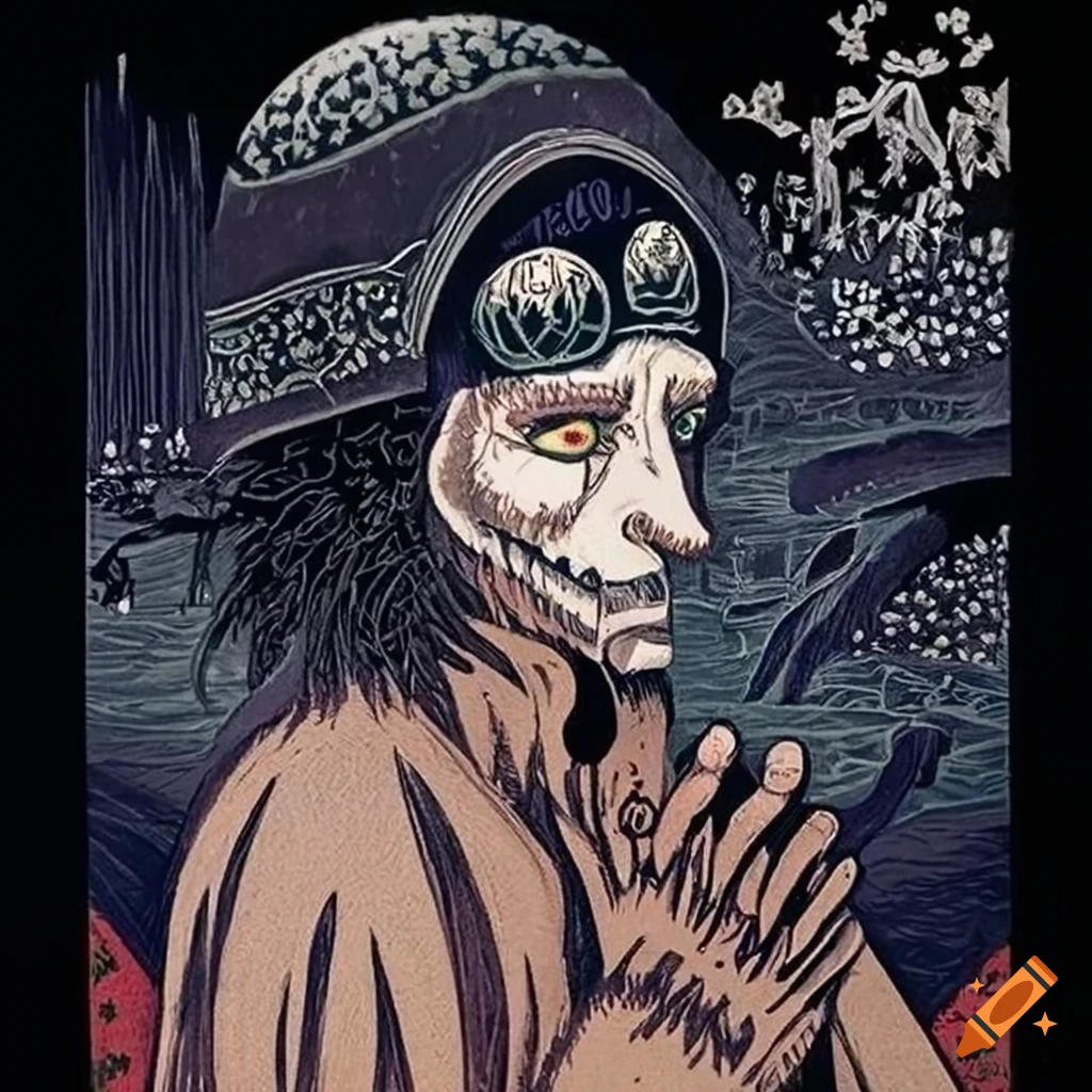 Baba Yaga Tarot Card Serigraph with various cultural motifs and designs