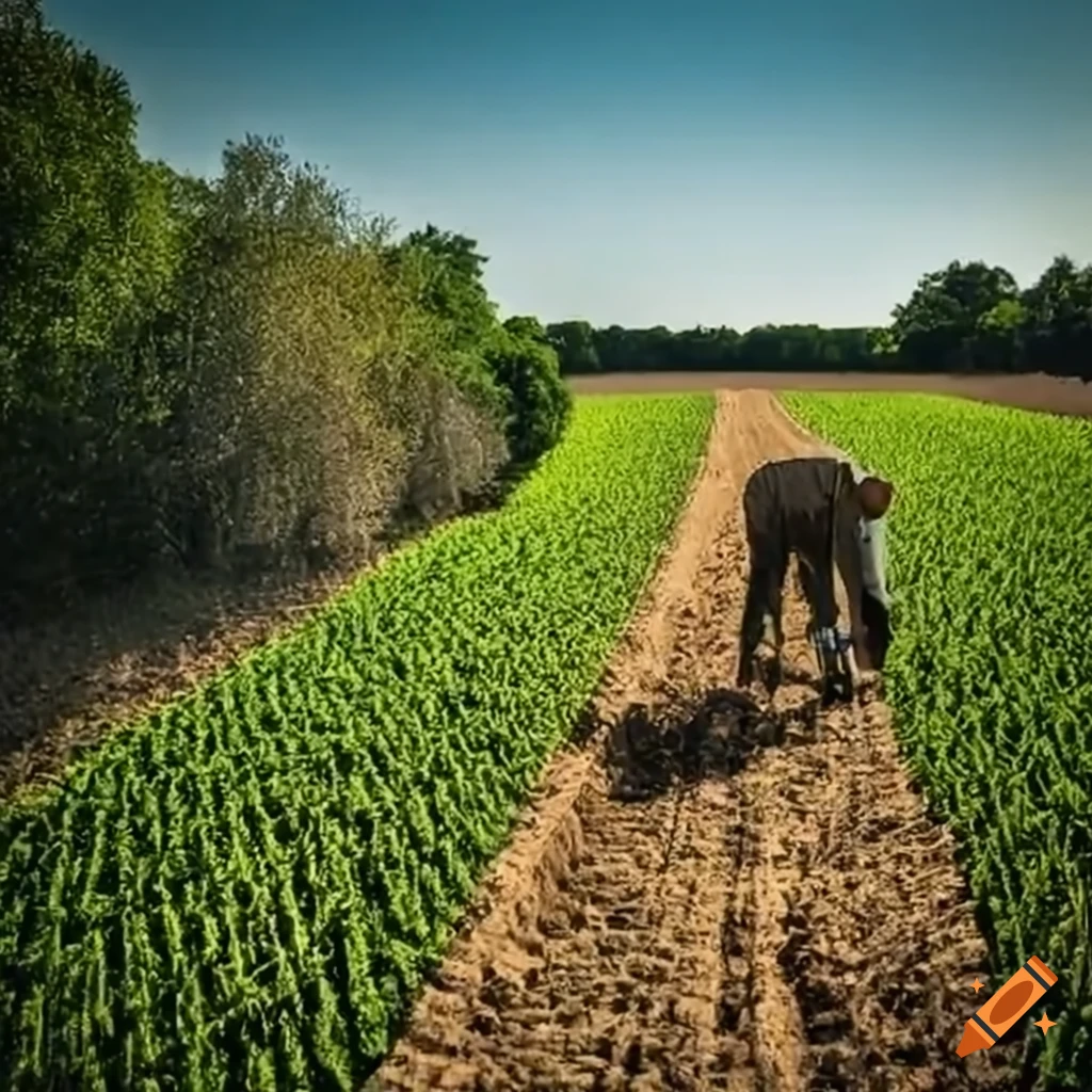 Farmer working in the fields on a sunny day in the south of France