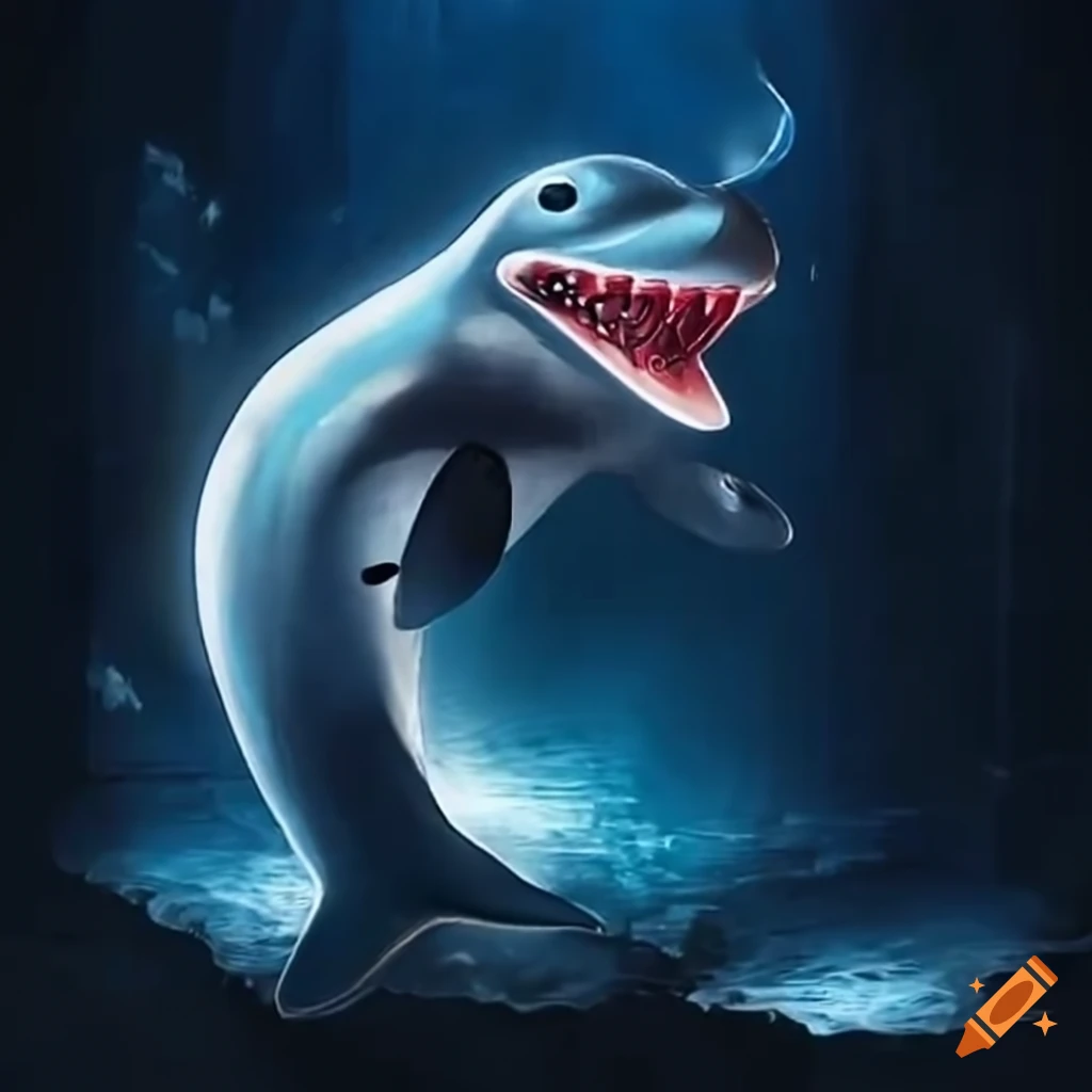 Mythical Orca playing a brass instrument