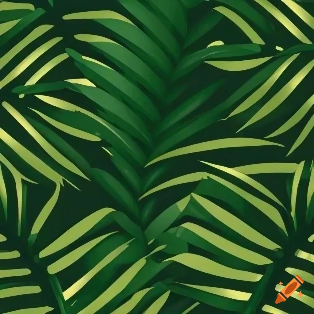Polynesian-inspired green palm leaves background for tiki bar poster