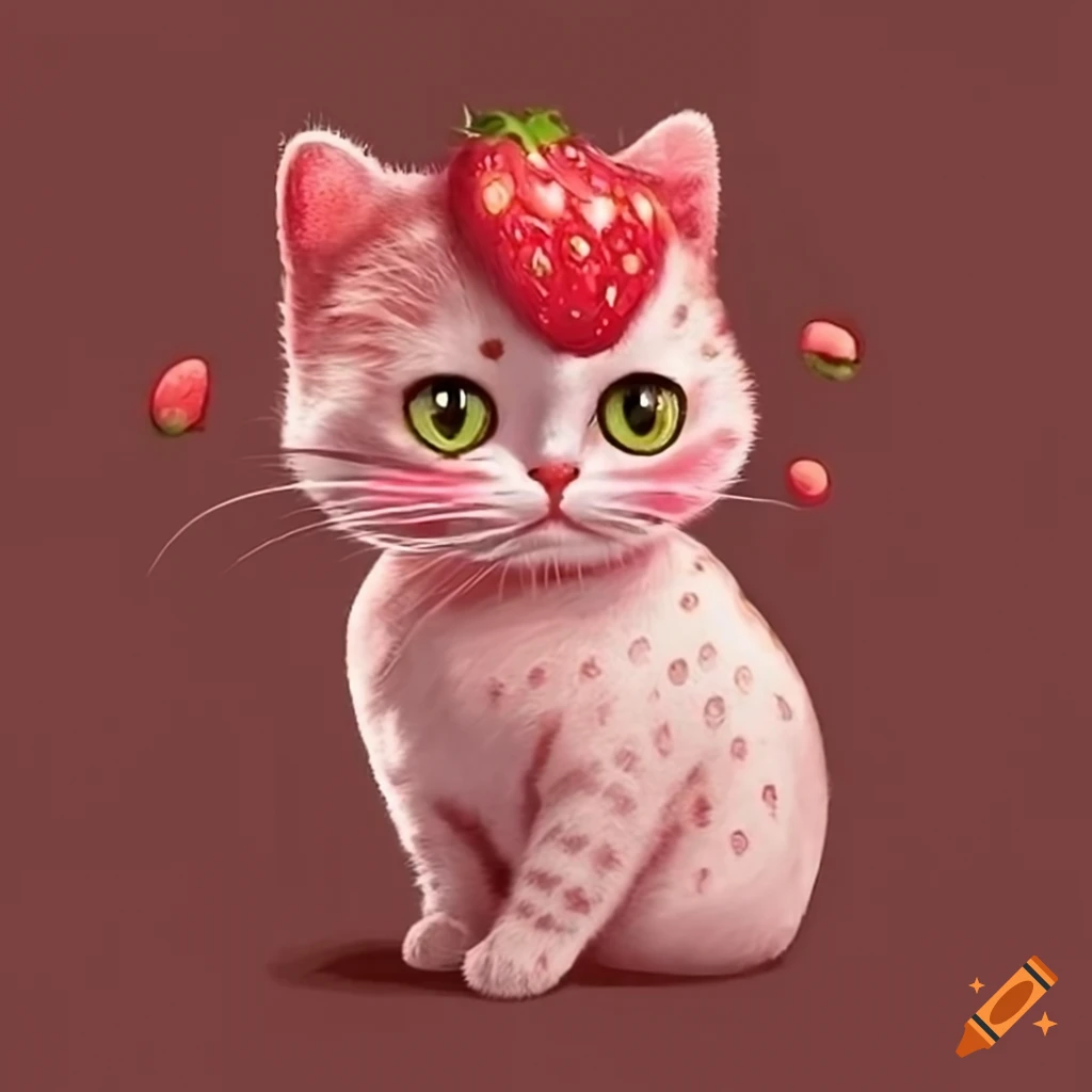 Cute strawberry cat on Craiyon